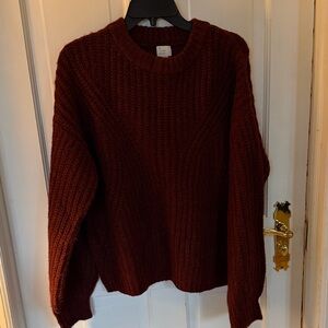 a new day Ribbed Crewneck Sweater - Deep Wine
